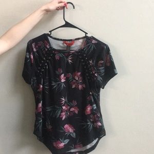 Edgy, Floral Tee Shirt